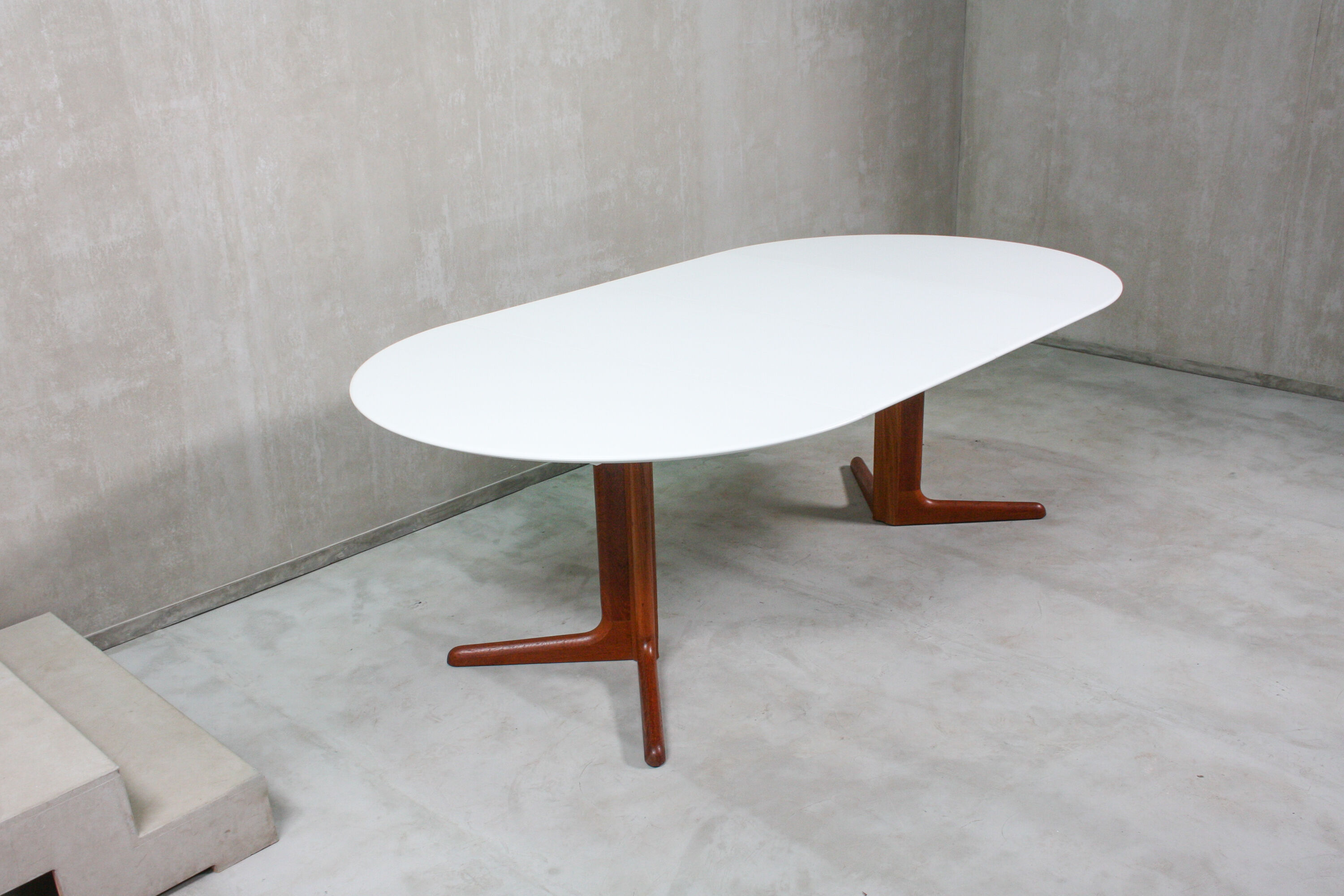 Round danish teak & white dining table, 1960s