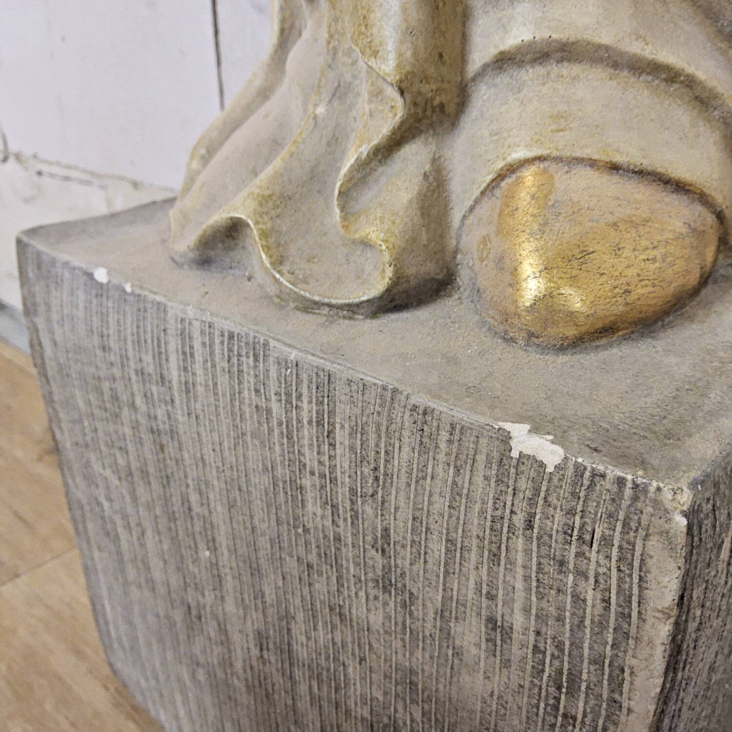 Neoclassical plaster fireplace with caryatids (nude women)