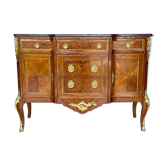 Commode transition louis xv xvi fin xix eme ornementation bronze marbre