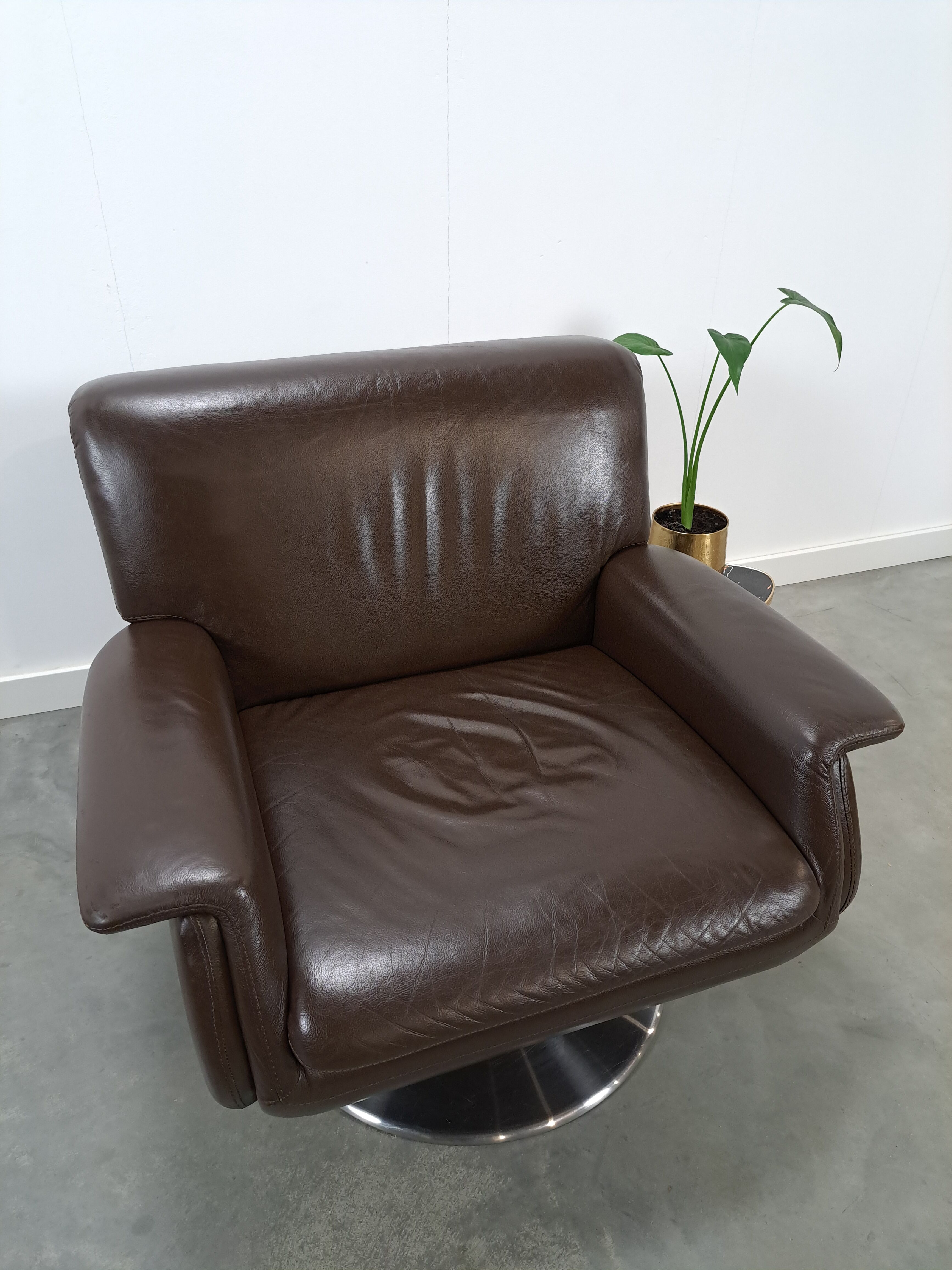 Brown leather swivel chair