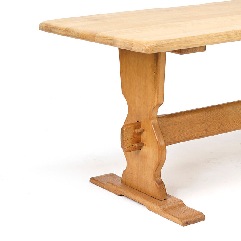 Vintage Mid-Century Rustic Brutalist Oak Dining Table