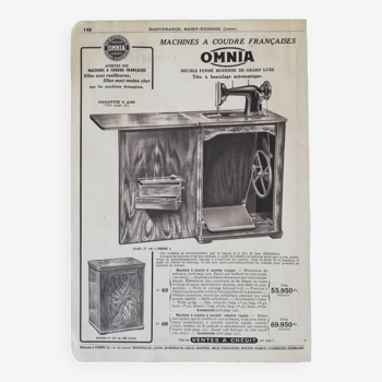 Affiche machine à coudre Omnia 1953 modèle meuble fermé