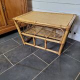 Table basse en rotin vintage