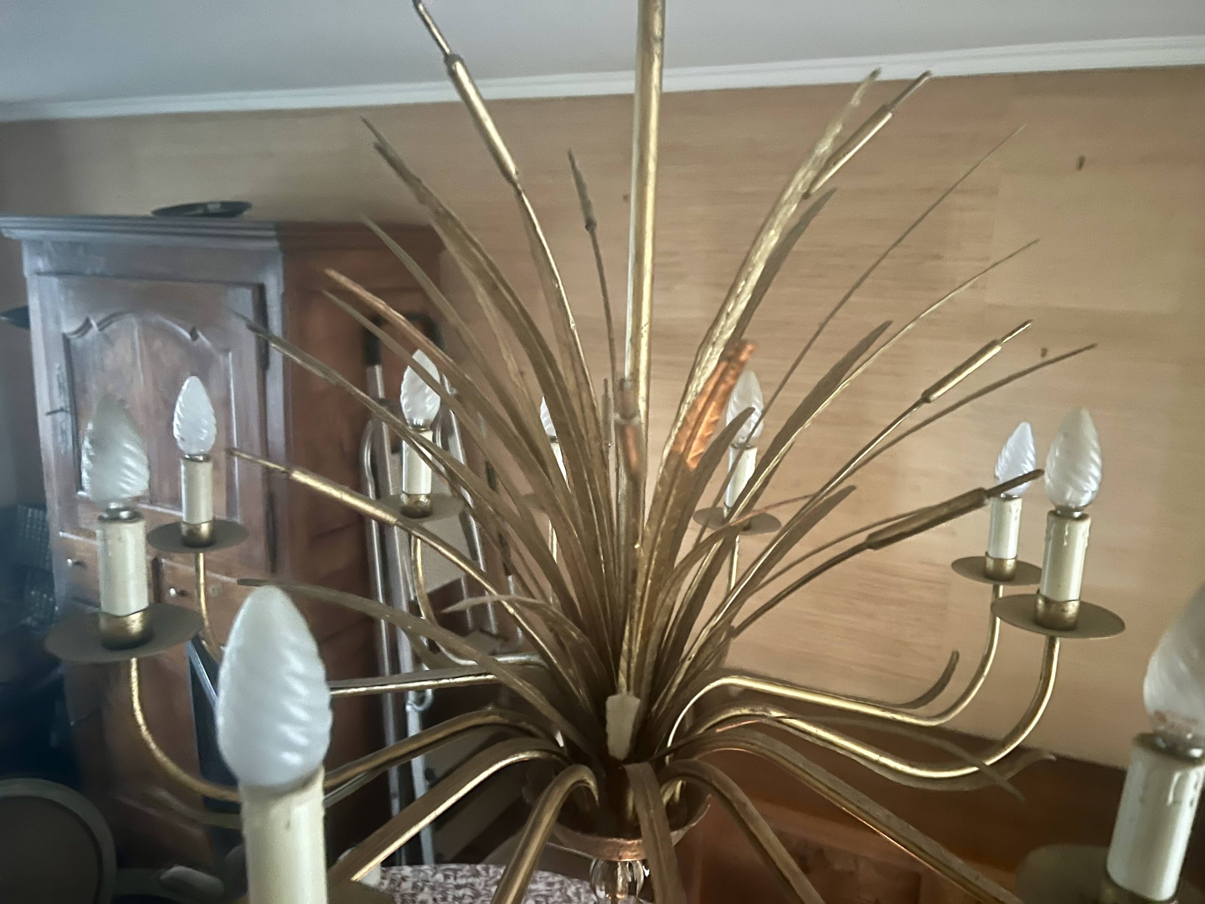 Magnificent vintage chandelier in gold-tone metal, 12 bulbs