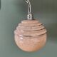 Vintage golden globe elbow wall light in pink and silver Clichy glass
