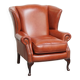 Elegant smooth English cowhide leather Chesterfield wingback armchair