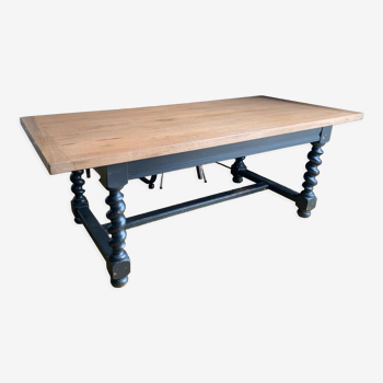 Table de ferme pied torsadé
