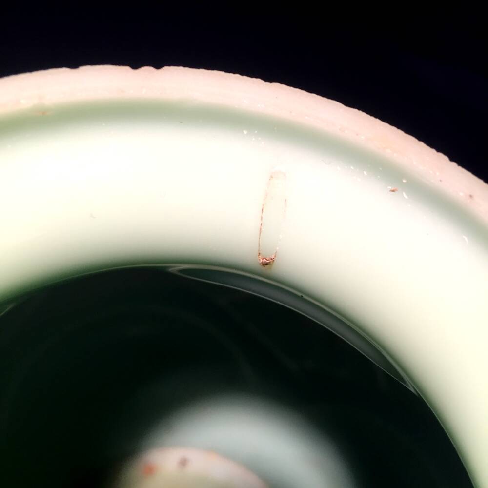 1930s-1940s vase in green opaline with floral decoration