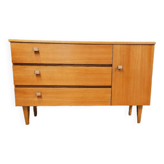 Meuble enfilade scandinave 3 tiroirs 1 porte 1960 vintage