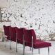 Lot de 4 chauffeuses de style moderniste bordeaux, 1970