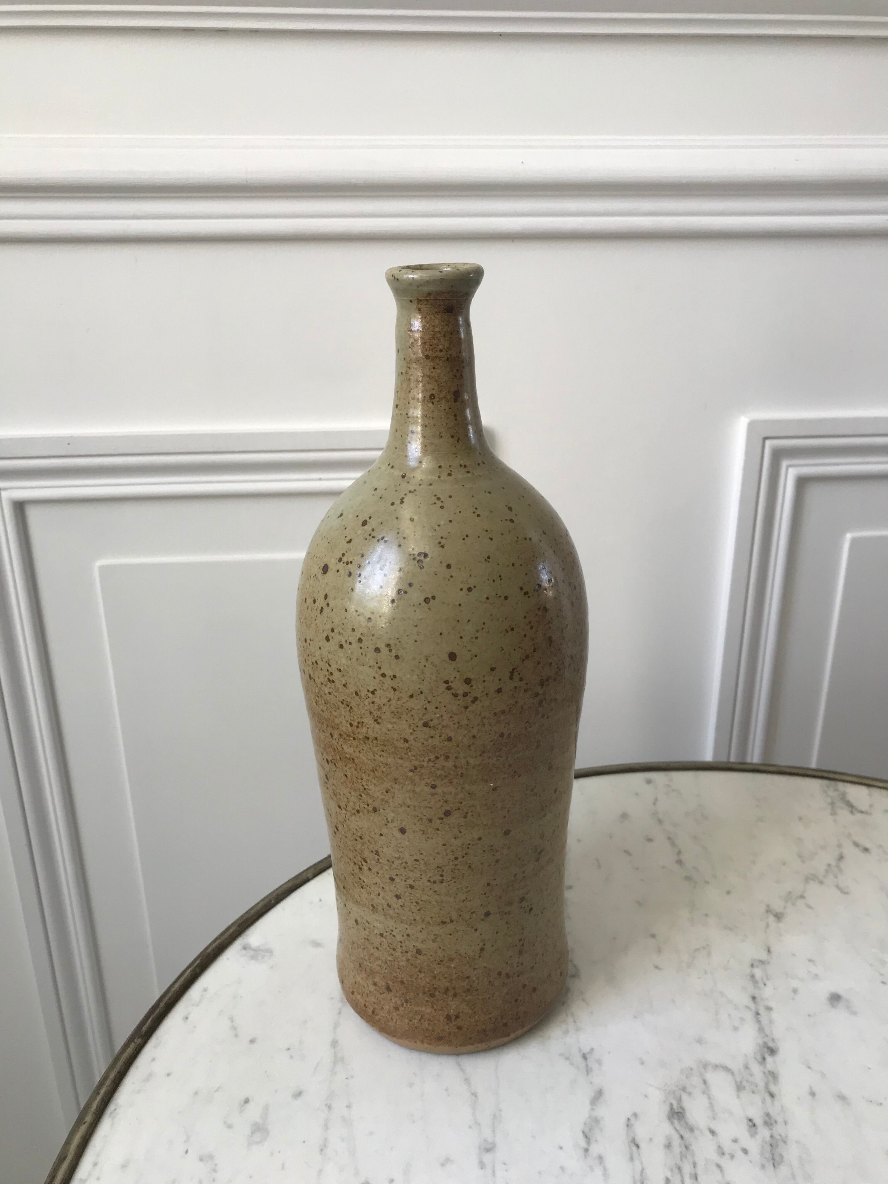 Ceramic bottle / stoneware / pottery vintage 70s signed