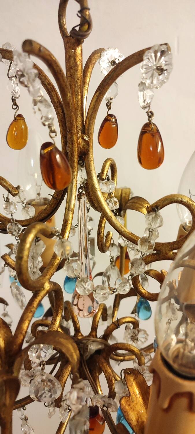 Crystal ceiling lamp. Spain, 1960s.