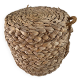 70s woven pouf footstool