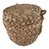 70s woven pouf footstool