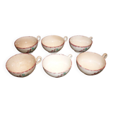 6 beige and red St Amand coffee cups