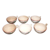 6 tasses à café beige et rouge St Amand