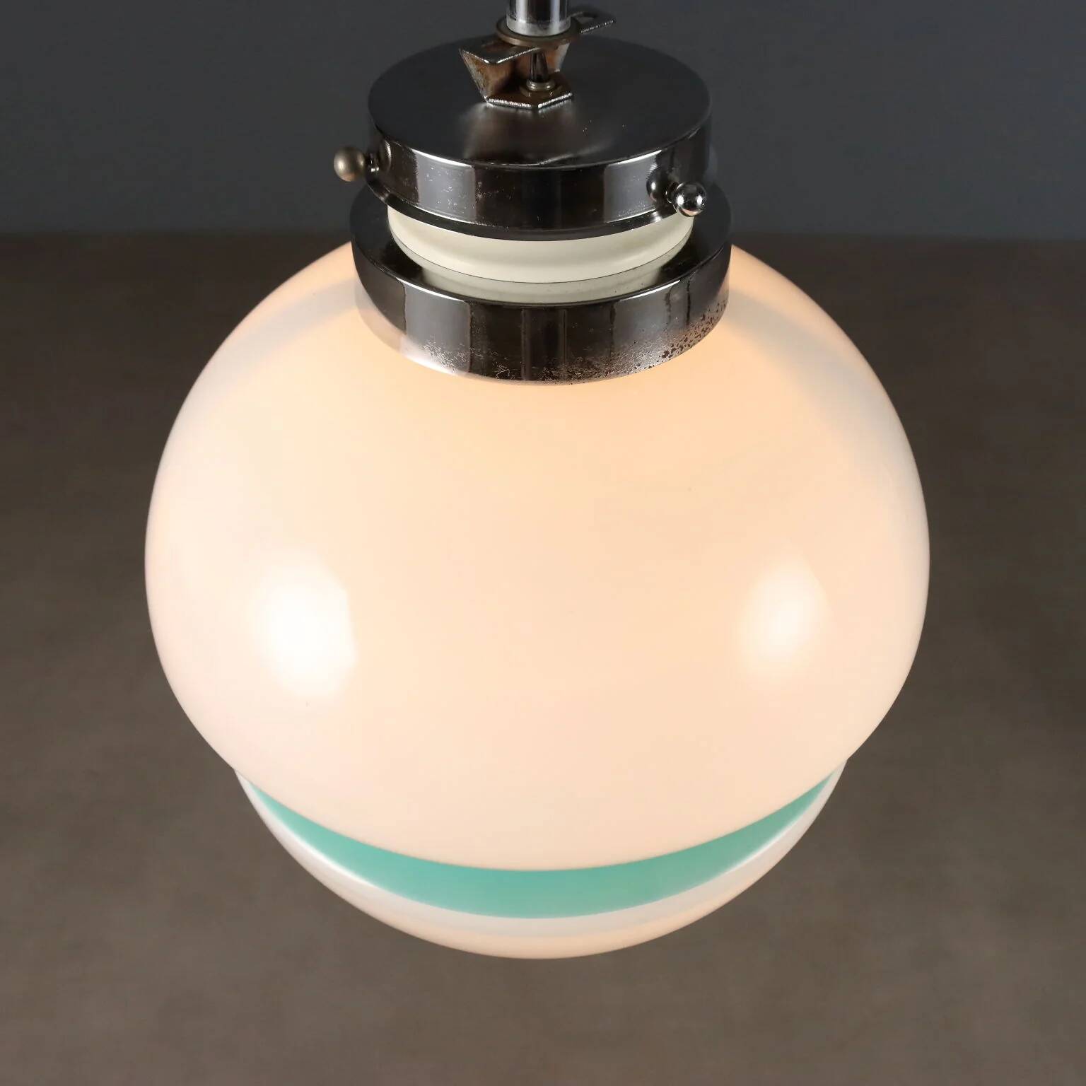 Vintage white glass pendant light, Italian design 1960s-1970s.