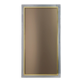Large Mid-Century Belgo Chrome Mirror in Metal and Fumé Glass, Belgium 1980