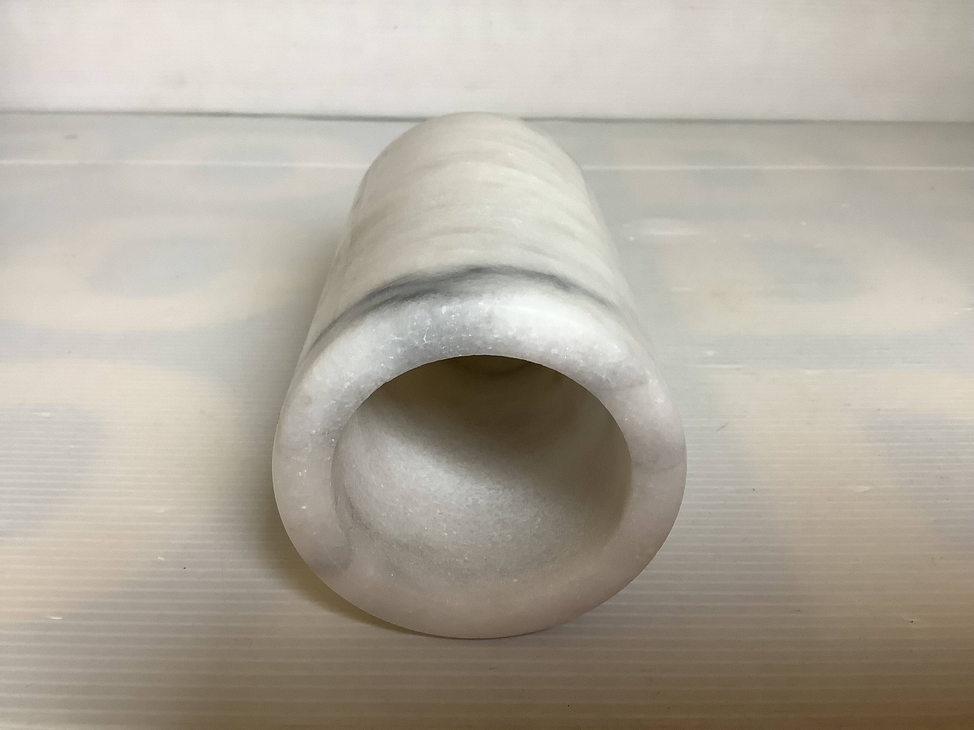 White gray marble roller vase
