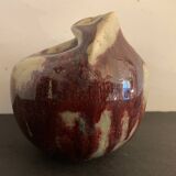 Vase soliflore français Lucette Pillet en grès rouge sang de boeuf, 1980