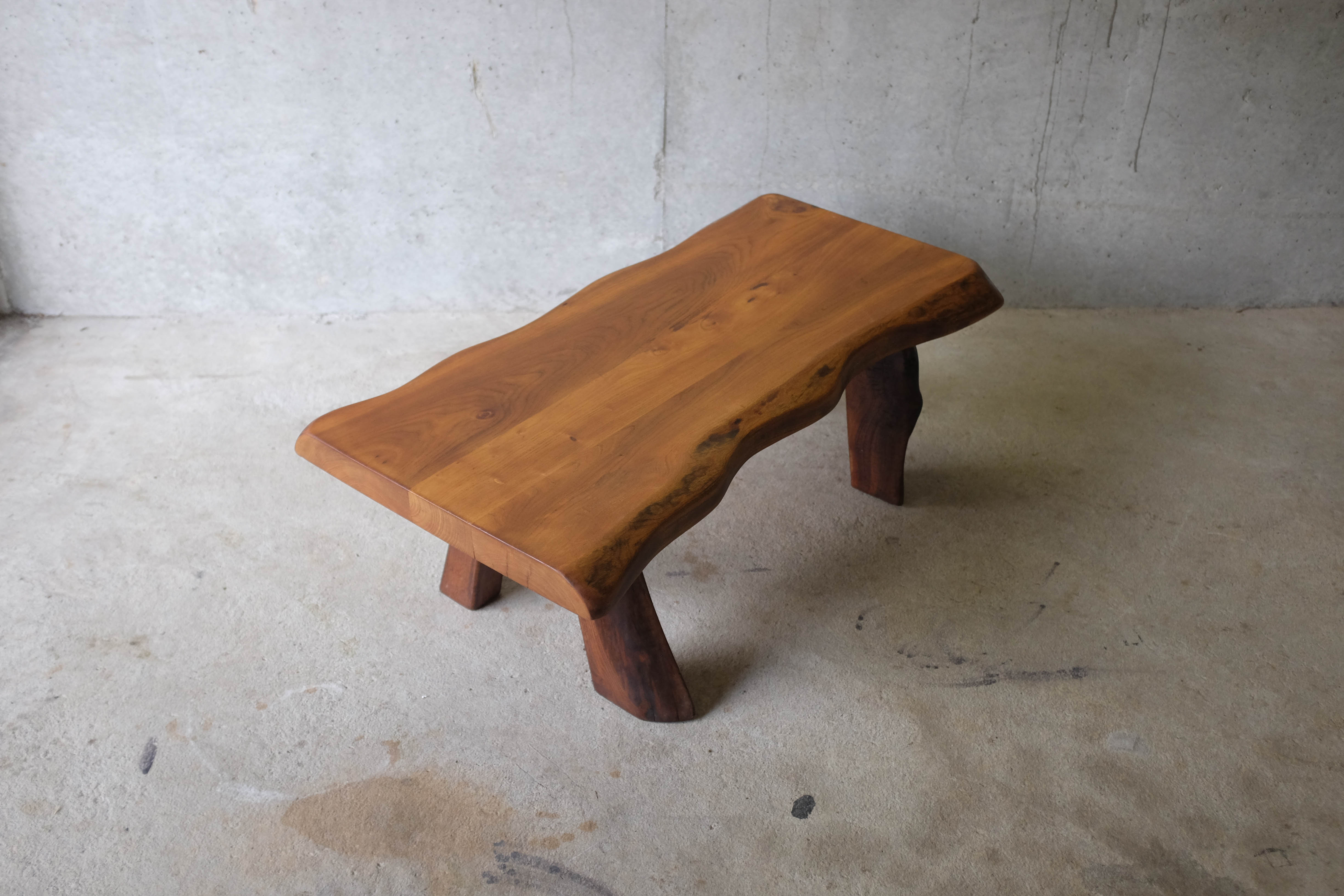 Free form coffee table in solid Elm-1970