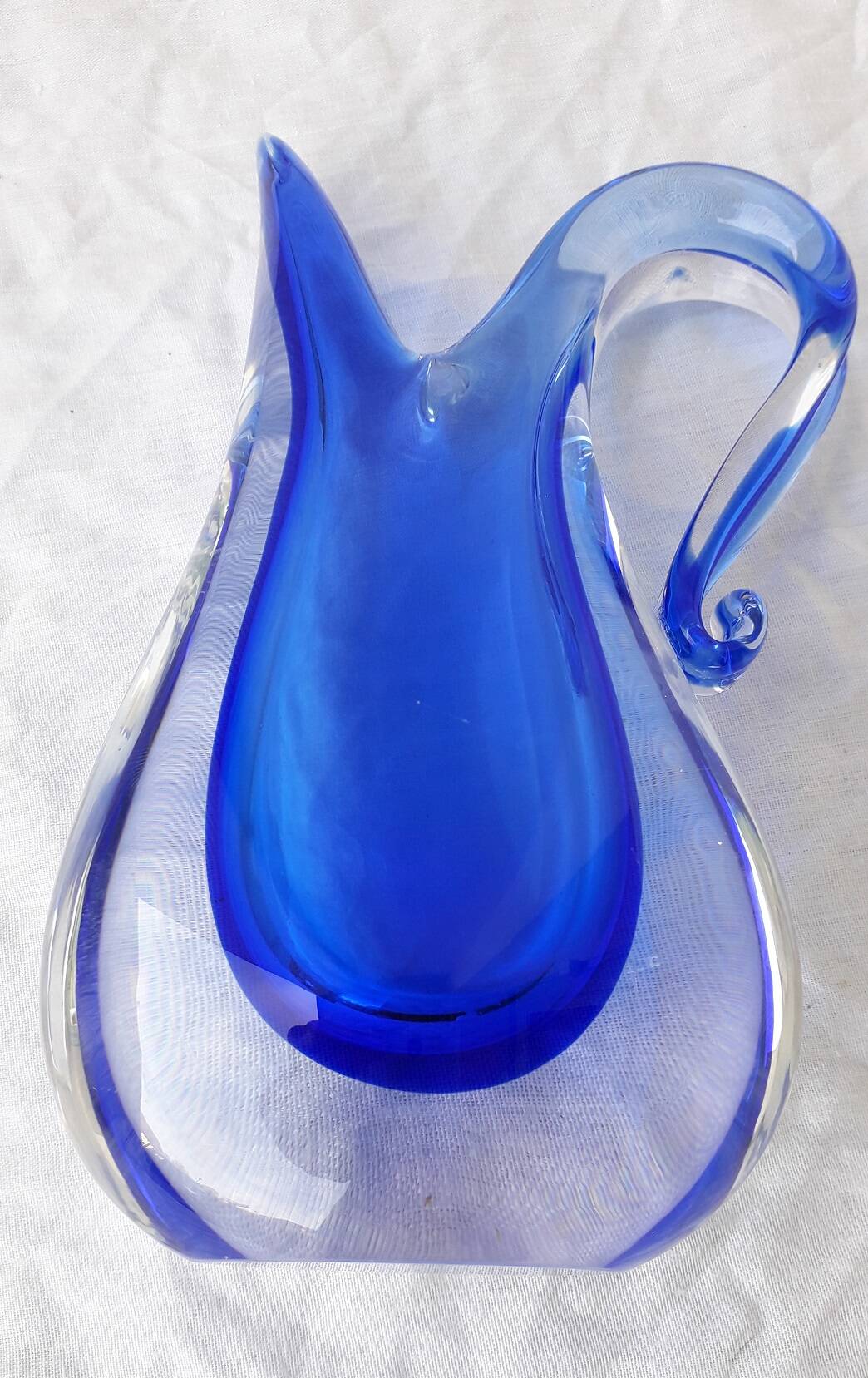 Vase pichet verre bleu Murano Flavio Poli Seguso