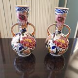 Set of 2 vases with Gien peonies handles