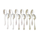 Set of 12 silver metal mocha spoons, crusader ribbon model
