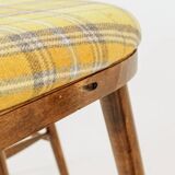 Set of three bar stools in vintage style rustic wood wool upholstery