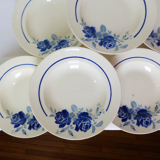 Set of 6 vintage soup plates from Grimaud Strasbourg, Poitiers model, porcelain