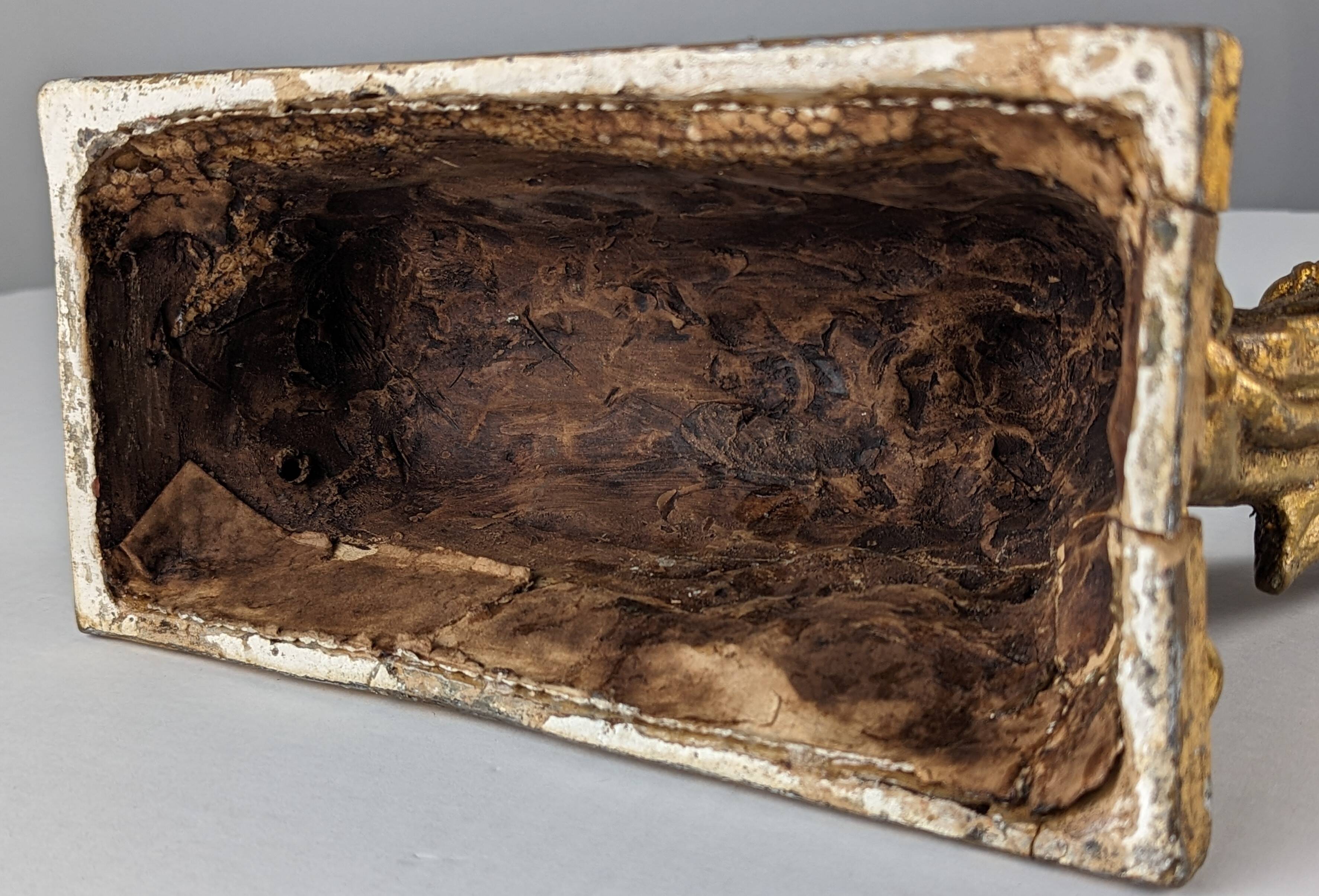 Queen and Angels sculpture in golden terracotta