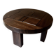 round coffee table in solid elm wood, Maison Regain 1980