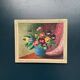 Original Swedish Oil on Canvas – “Pansies in Blue Vase” by G. Stränz