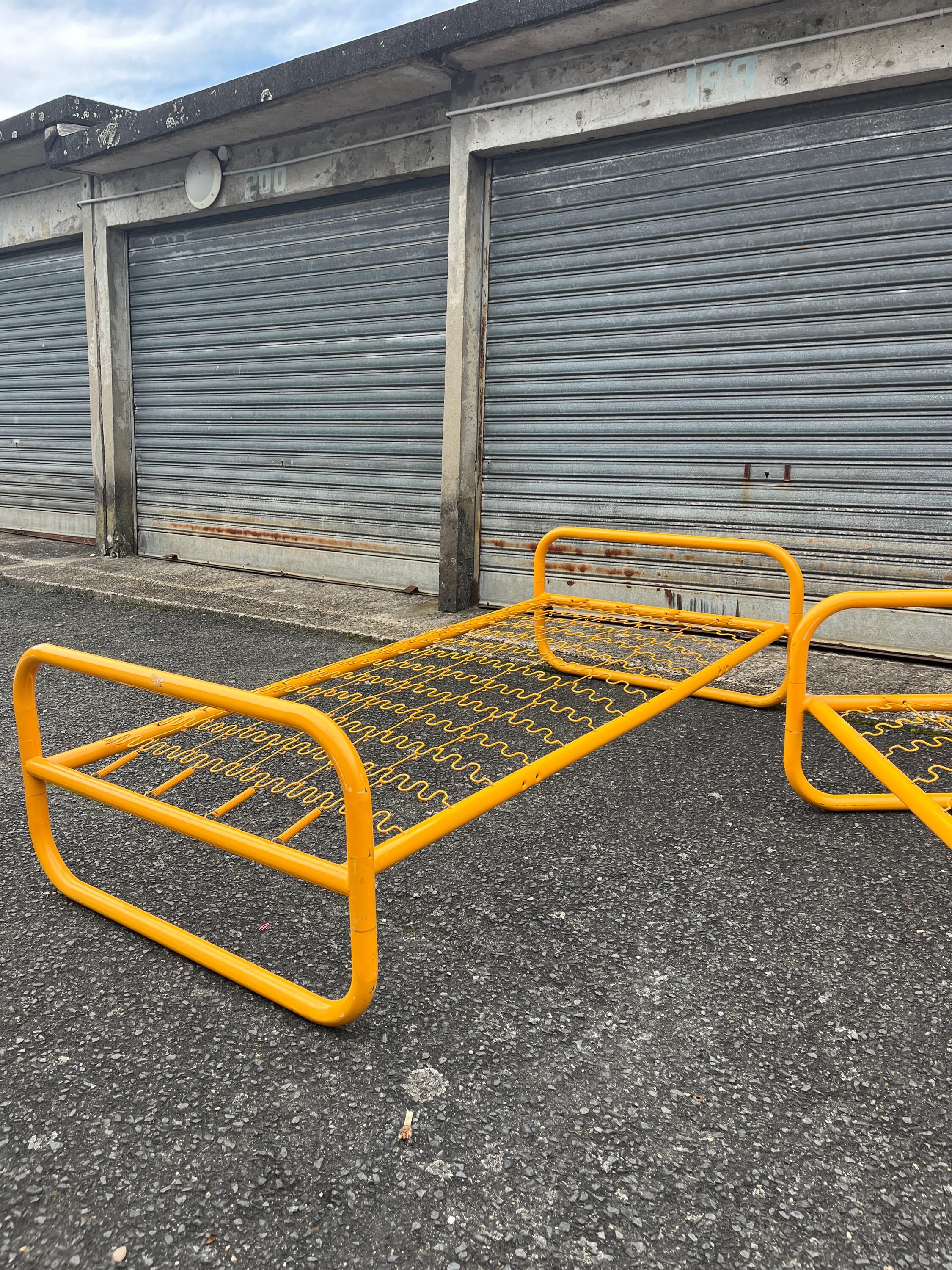 Pair of metal beds by Marc Berthier, Twenty Tube collection, 1972