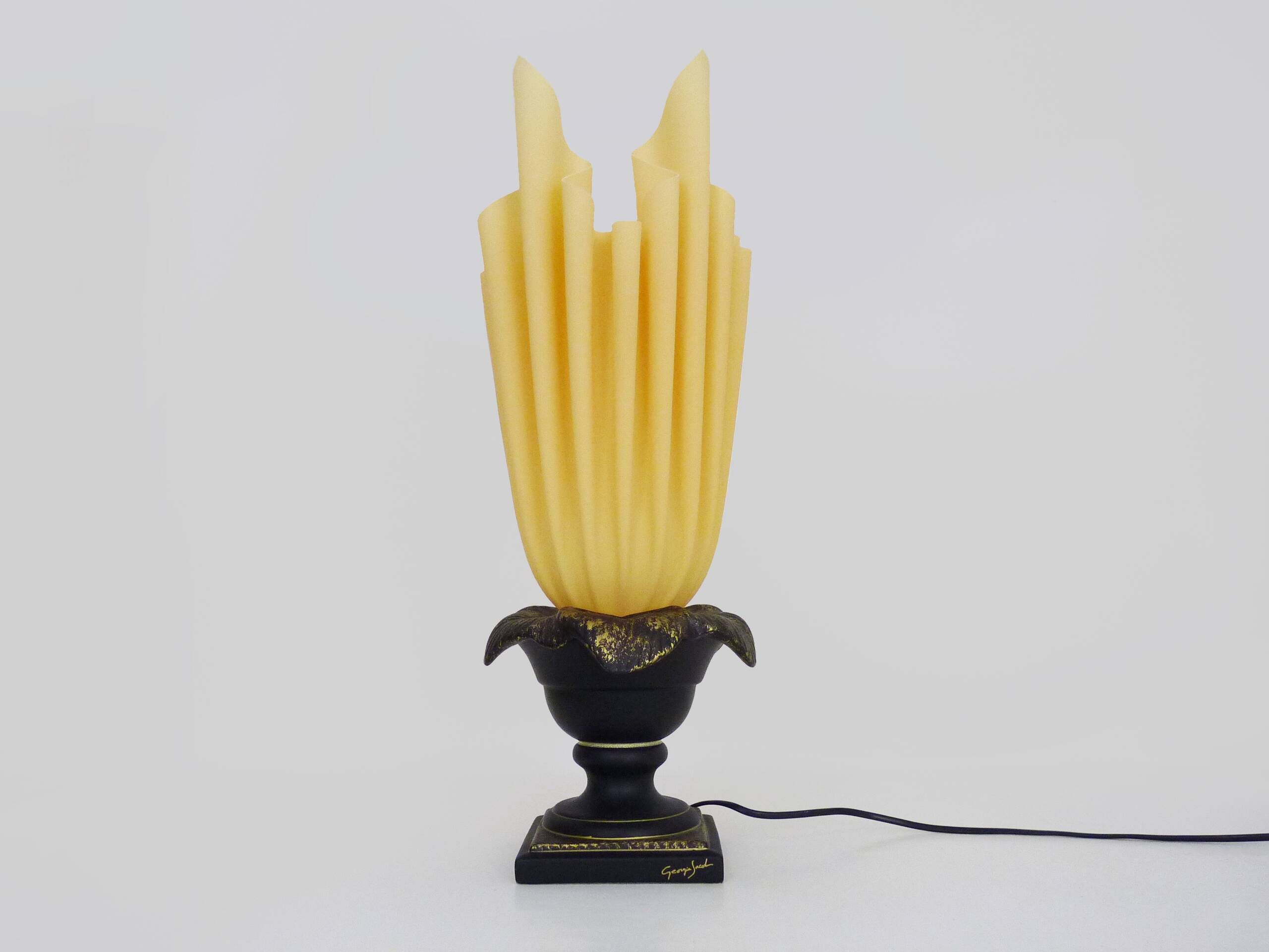 Georgia Jacob gold leaf Flaming Torch table lamp. France 70s