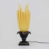 Georgia Jacob gold leaf Flaming Torch table lamp. France 70s