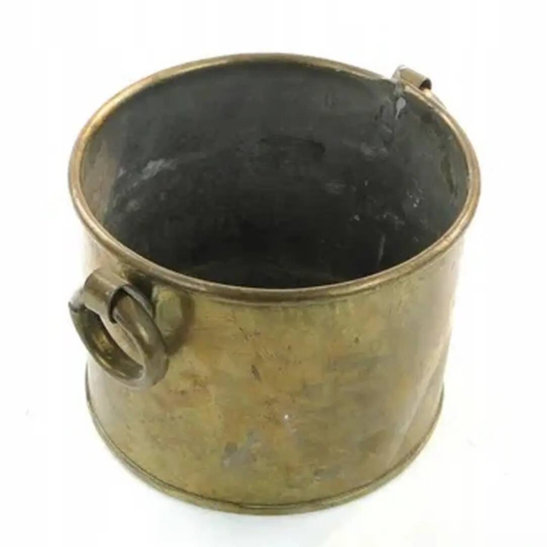 Art Deco flowerpot holder, grained pewter, Poland, 1970s