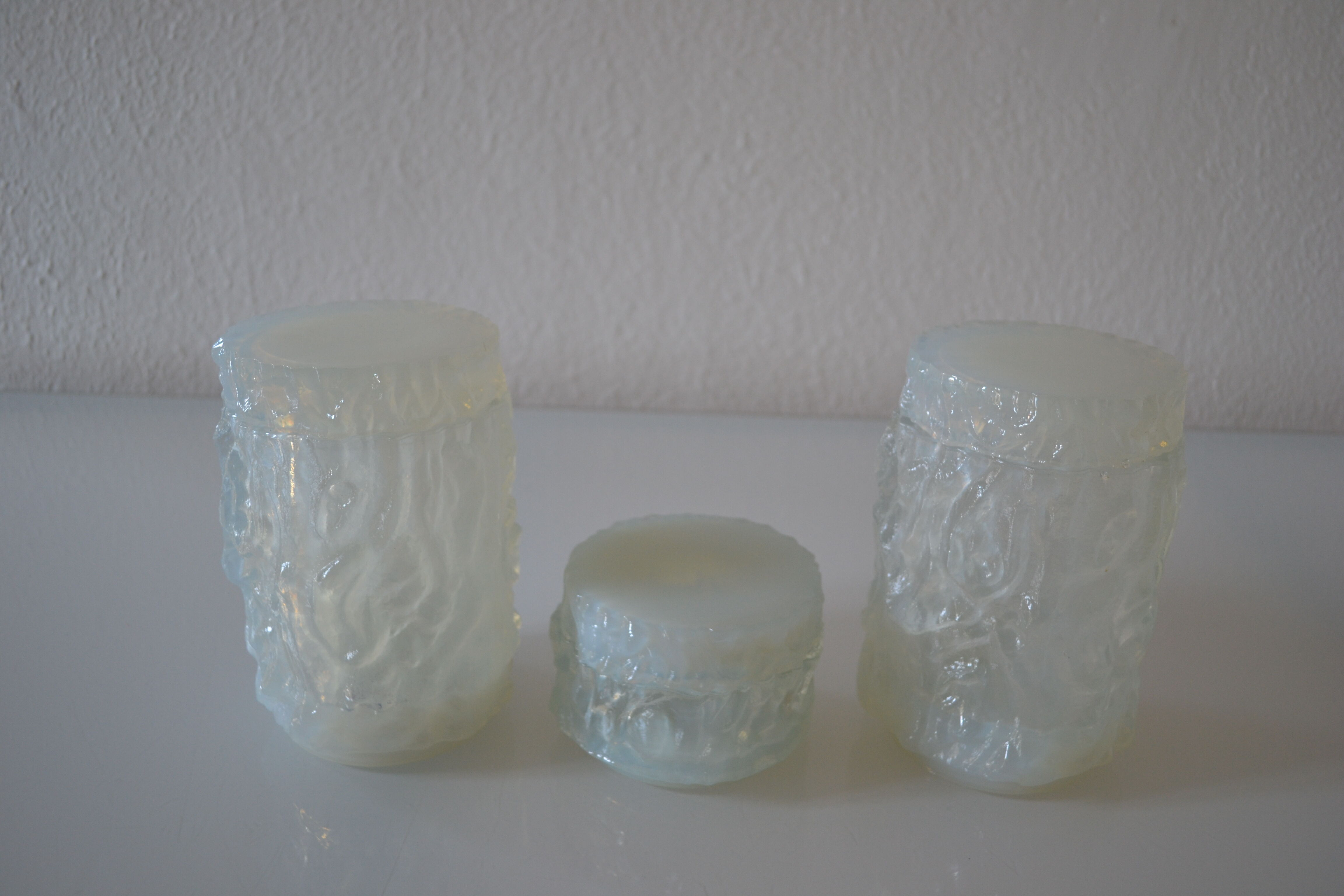 3 opalescent glass jars 60's geoffrey baxter
