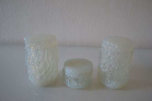 3 pots verre opalescent 60's geoffrey baxter