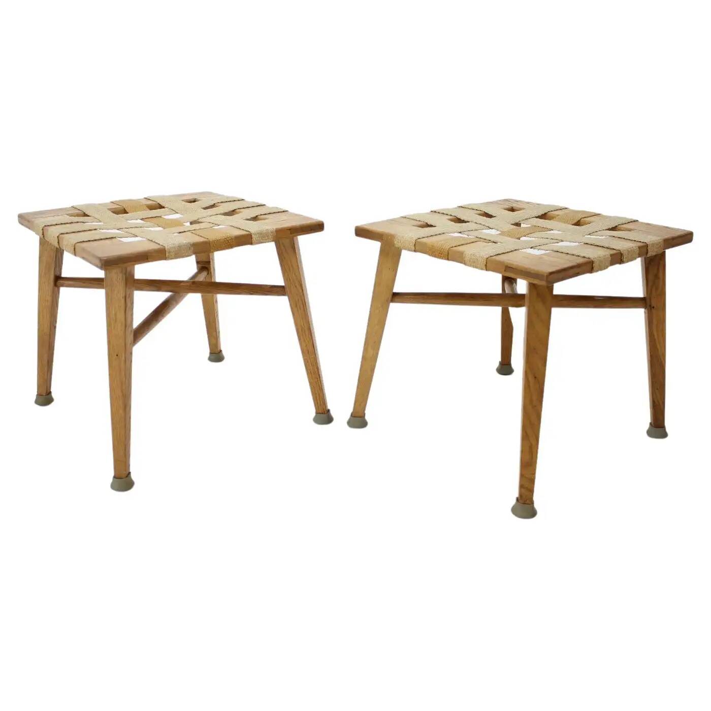 Pair of mid-century beech stools, Czechoslovakia, around 1950s
