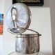 Sheffield Silver Ice Bucket in silver metal with hinged lid