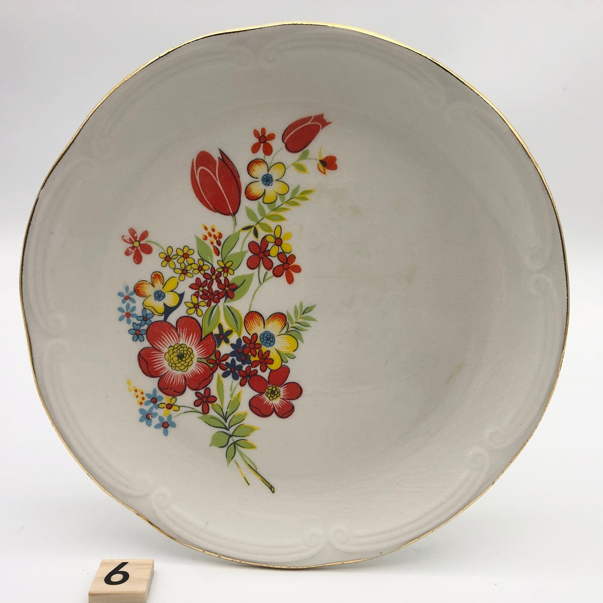 Gien - Riviera model, 6 dessert plates with serving dish.