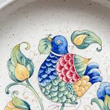 6 soup plates in speckled Italian earthenware "Tiffany" - vintage bird motif
