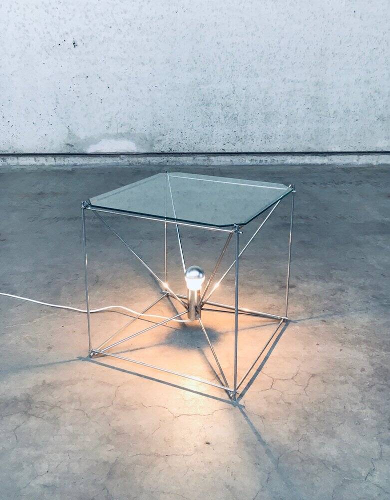 Cubist coffee table with lamp attributed to Max Sauze, France 1960s