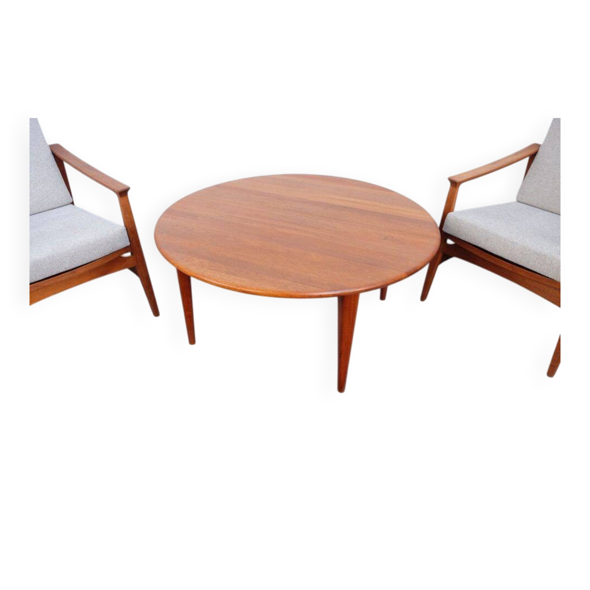 Table basse vintage Wikkelso en teck, années 60-70.
