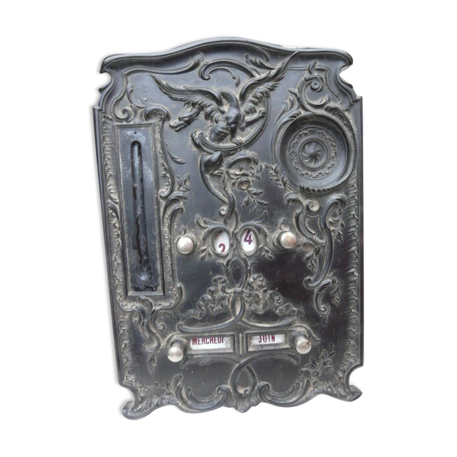 Calendrier perpétuel en bois et gutta percha Napoléon III à poser ou accrocher