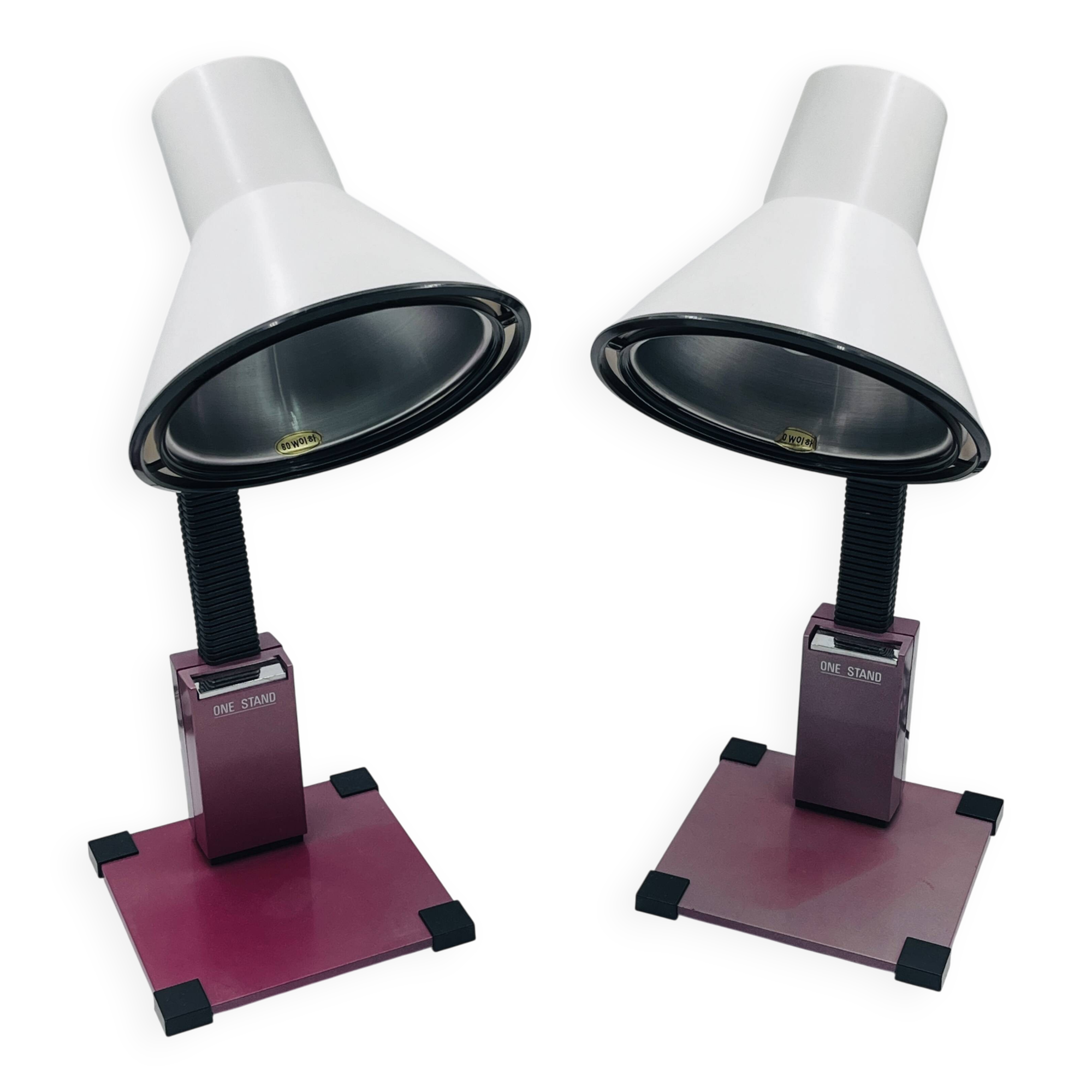 2 lampes de bureau post-modernes « One Stand », années 1980