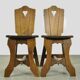 Vintage brutalist oak handmade farmhouse dining chairs, 1930s