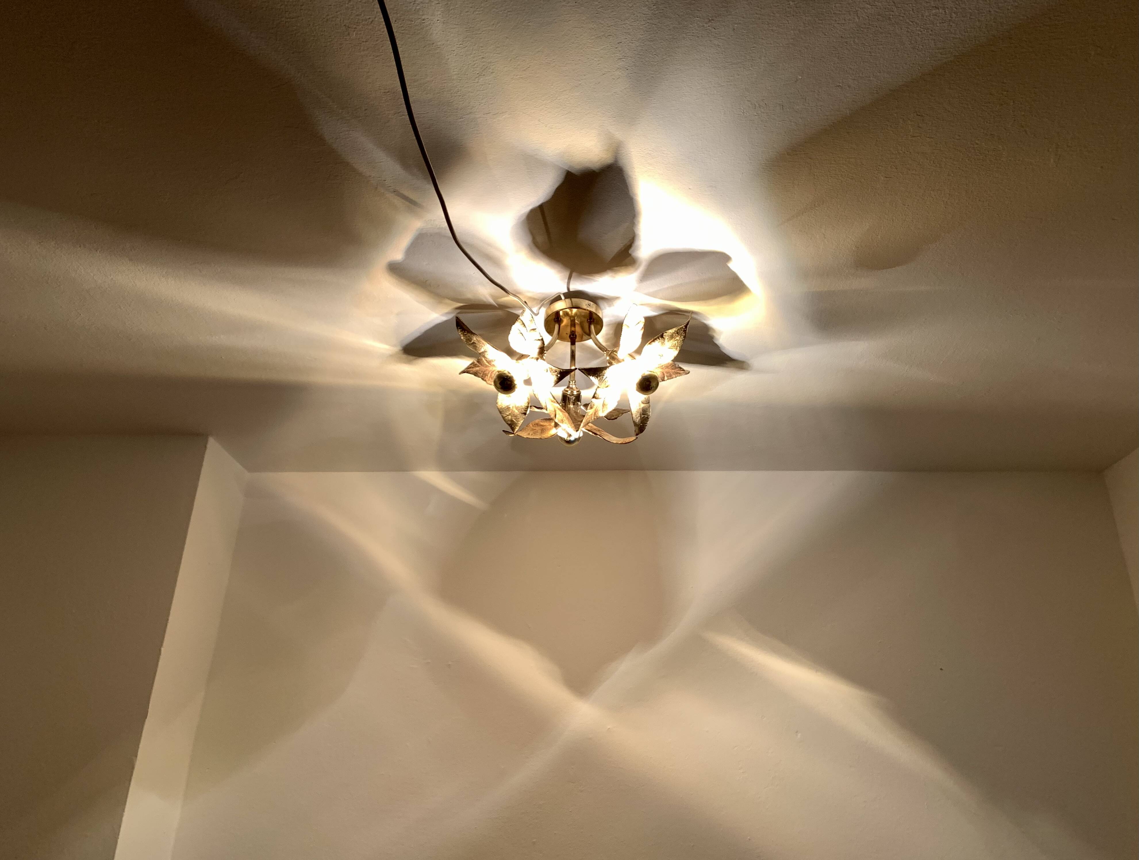 Floral Hollywood Regency Flush Lamp by Willy Daro for Massive