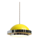 Space-age italian yellow and chrome metal pendant lamp, 1970s